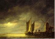 Aelbert Cuyp Fishing boats by moonlight. USA oil painting artist